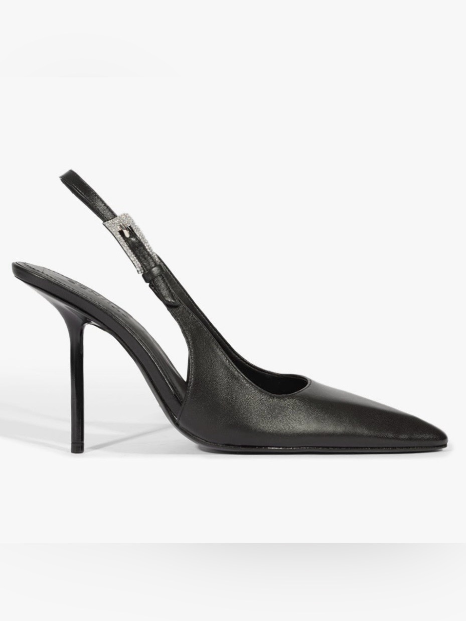 Schutz Leona Glam High Stiletto Pump Black Leather Sz 11